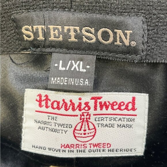 Stetson Harris Tweed Men's Black Wool Flat Cap/Hat Sz XL SKU 5285 - Picture 6 of 8